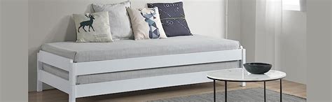 Visco Therapy White Wooden Stacking Bed 3in1 Guest Bed 2 Layer Space