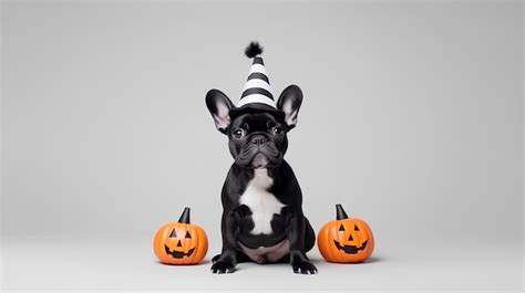 Premium AI Image | Funny frenchie sitting on a plain background with a ...