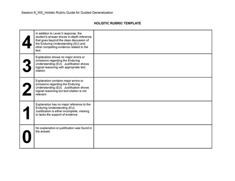 S7 Music Holistic Rubric Guide WS Session 6 WS Holistic Rubric Guide