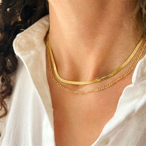 Herringbone And Figaro Chains By LEILA Jewelry In 2023 Women Jewelry