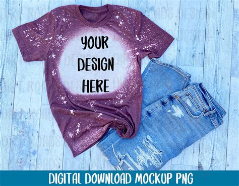 Gildan Soft Style Bleached MockUp Flat Lay Bleach T Shirt Mock Up Bella