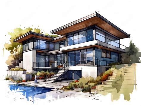 Premium AI Image | Modern house sketch illustration