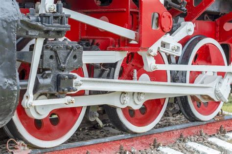 Grote Stoomlocomotief Met Een Rode Ster Wielen Van Oude