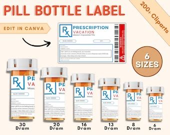 Prescription Label Template Editable RX Bottle Label Template Party