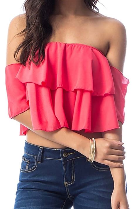 Off The Shoulder Ruffle Crop Top Tde · Princess Armor · Online Store