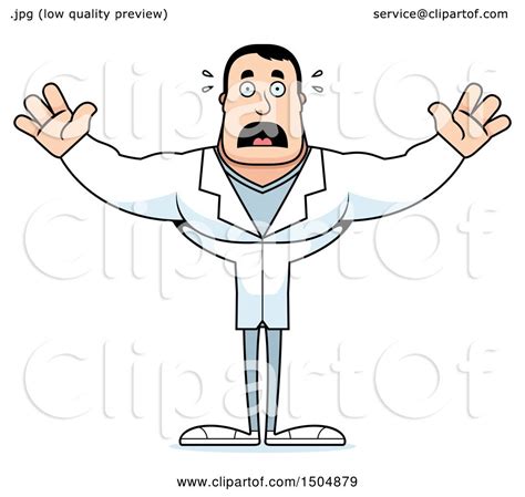 Clipart of a Scared Buff Caucasian Male Doctor - Royalty Free Vector ...