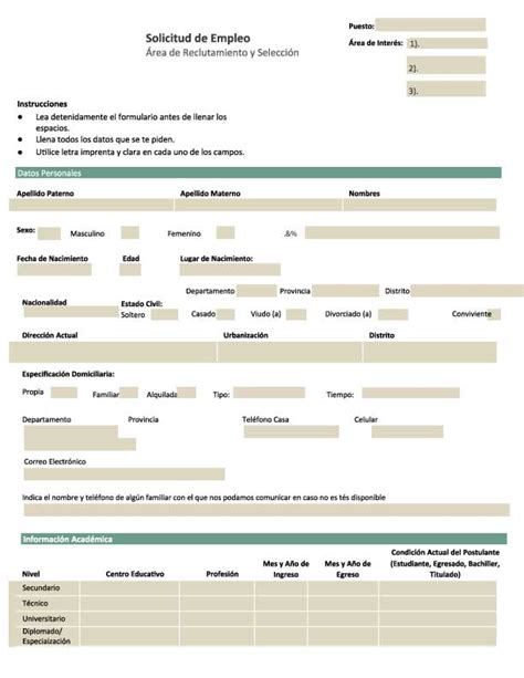 Solicitud De Empleo En WordPlantillas 2024