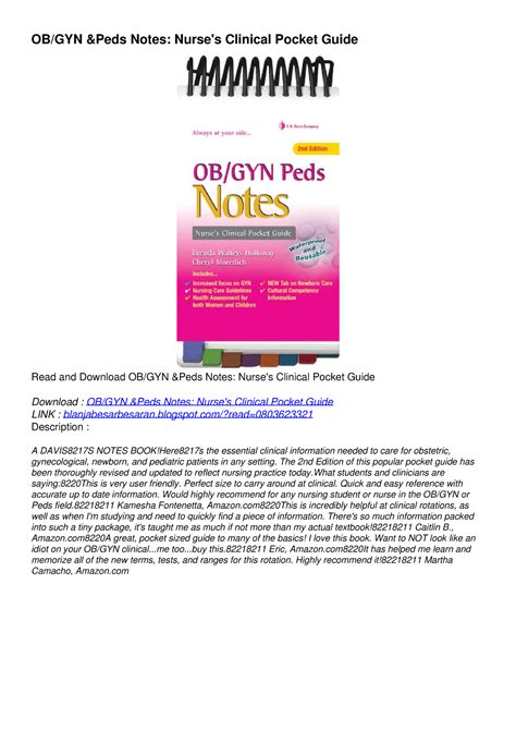 Pdf Obgyn Peds Notes Nurses Clinical Pocket Guide Ipad Obgyn