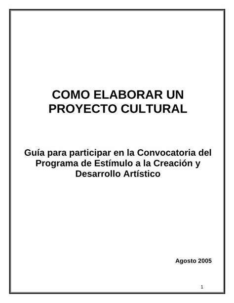 PDF COMO ELABORAR UN PROYECTO CULTURALCOMO ELABORAR UN PROYECTO