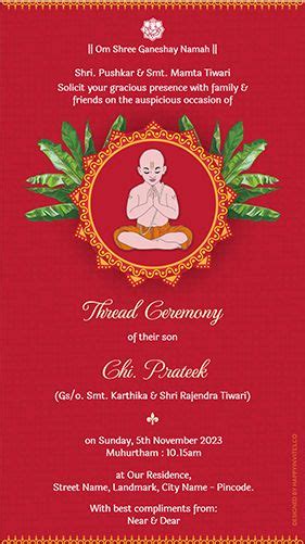 Thread Ceremony Invitation Card Online - Happy Invites | Invitation ...