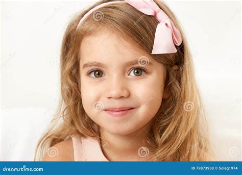 Adorable Little Child Girl Face Closeup Portrait Stock Photo Image Of