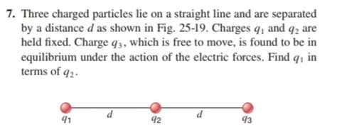 Solved 7 Three Charged Particles Lie On A Straight Line And