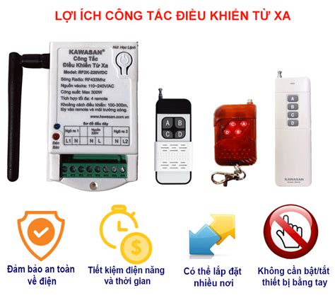 Công Tắc Điều Khiển Từ Xa 2 Kênh Anten Ngắn RF2K 12V Kawasan