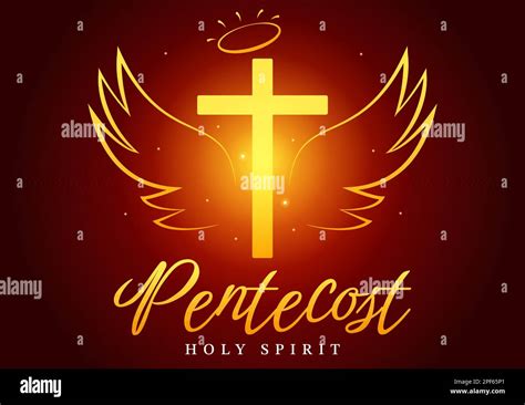 Pentecost Sunday Illustration With Flame And Holy Spirit Dove In