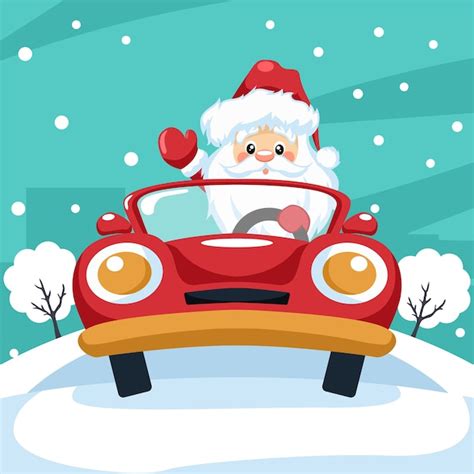 Premium Vector Design Of Santa Claus Driving A Car At Christmas