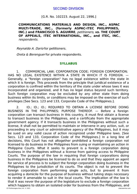 Comms Materials V Ca Complete Case Case Second Division G No