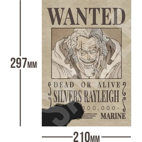 JAW Silvers Rayleigh One Piece Wanted Bounty A4 Poster Unknown Bounty