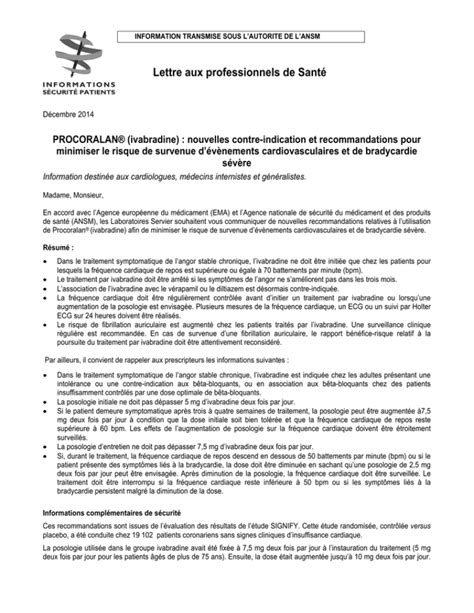 Lettre aux professionnels de Santé