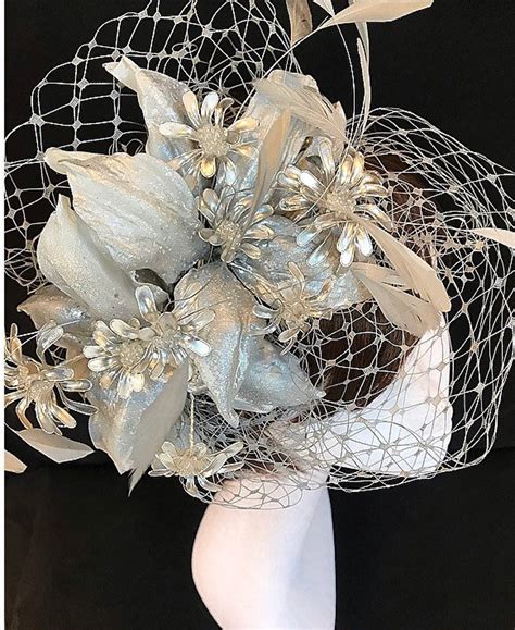 Silver Fascinator Grey Fascinator Wedding Hatinator Mother Etsy