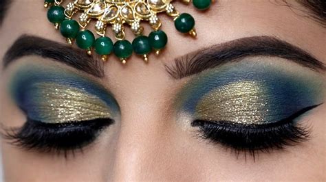 Indian Bridal Eye Makeup Peacock Green Eye Makeup Glitter Bridal