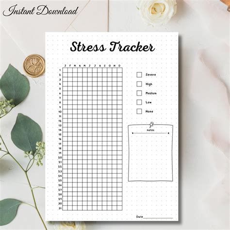 Yearly Stress Tracker Printable Tracker Bullet Journal Page Stress Tracker Printable A5