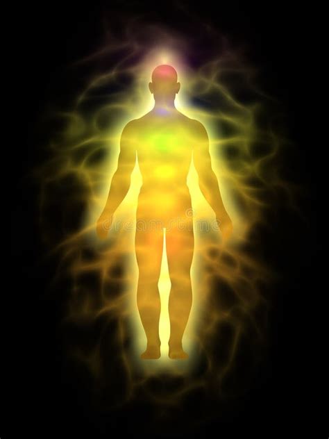 Woman Silhouette With Aura Chakras Energy Stock Illustration