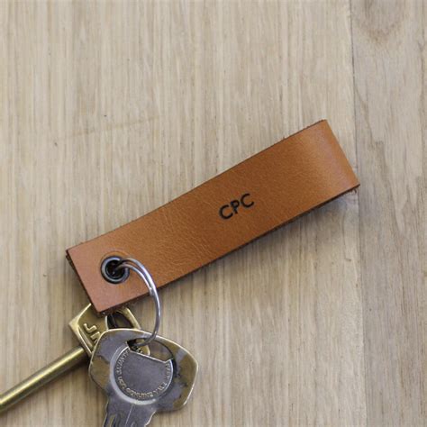 Personalised Engraved Tan Leather Keyring By Hot Dot Laser | Leather ...