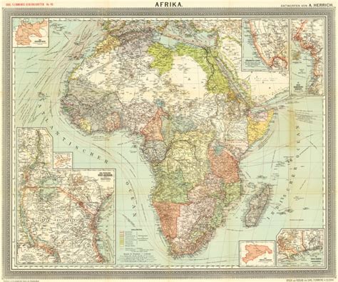 German map of Africa showing the colonial possessions held by Germany and other powers - c. 1895 ...