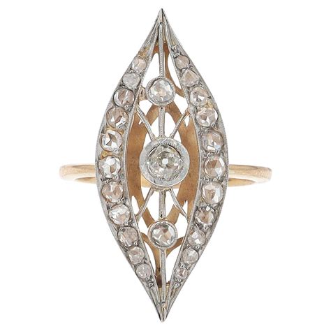 Edwardian White Gold Diamond And Ruby Navette Ring At Stdibs