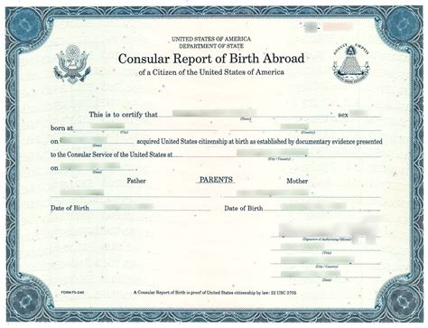 Consular Report Of Birth Abroad