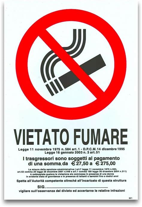 Cartello Targa Vietato Fumare Divieto Sicurezza Segnaletica Pvc X