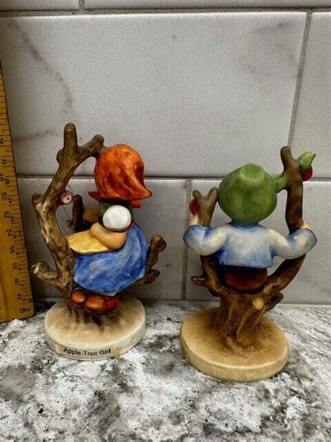 Goebel Hummel Apple Tree Girl And Boy Paired Branch Sitting Set