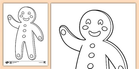 Free Gingerbread Man Waving Colouring Sheet Twinkl