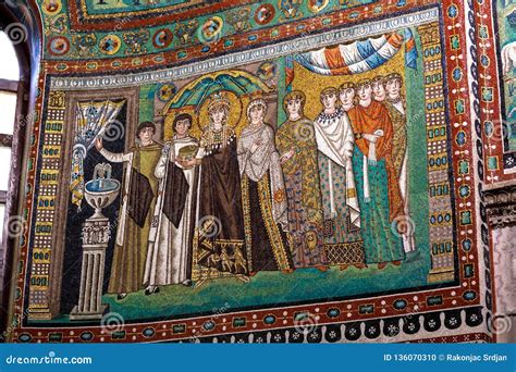 Famous Byzantine Mosaic From San Vitale In Ravenna Editorial Image