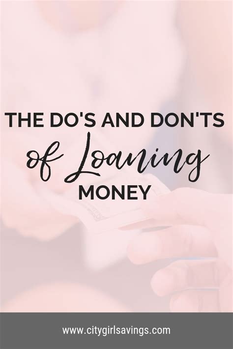 The Dos And Donts Of Loaning Money City Girl Savings Loan Money