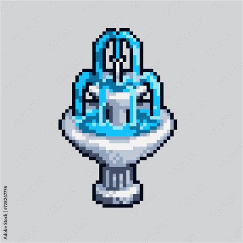 Pixel Art Illustration Water Fountain Pixelated Water Fountain Water