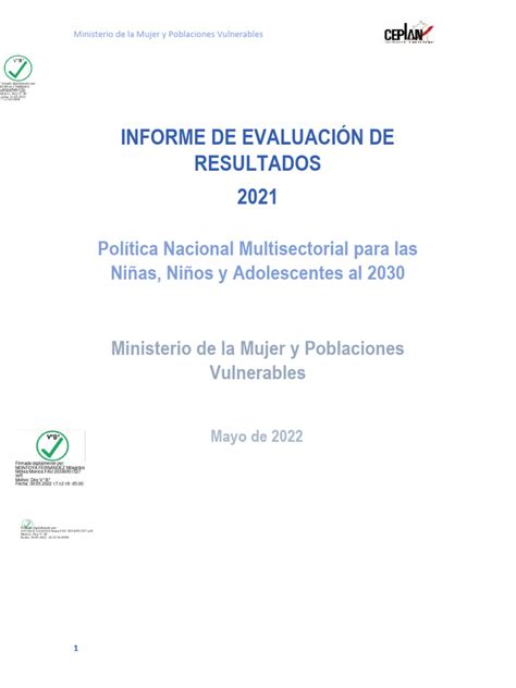 Informes De Evaluación De Resultados De La Política Nacional