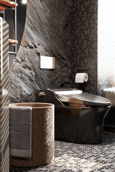 Modern style dark bathroom on Behance