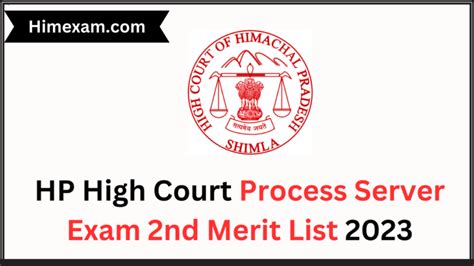 Hp High Court Process Server Exam Nd Merit List Himexam