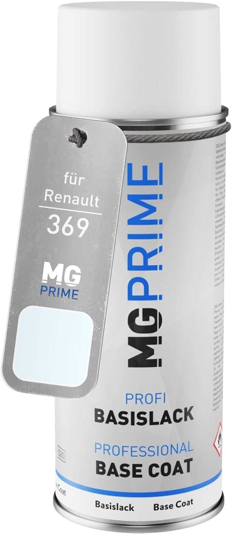 MG PRIME Peinture voiture Bombe aérosol pour Renault 369 Blanc Glacier