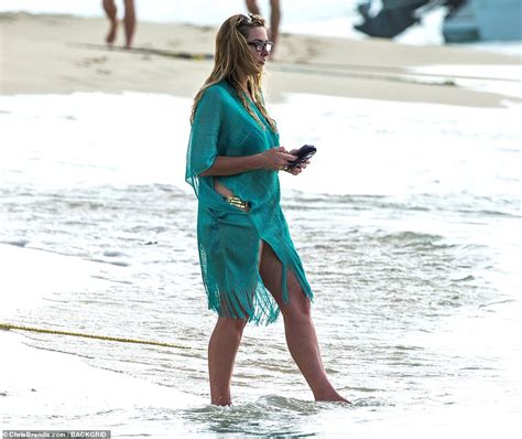 Claire Sweeney Wears Teal And Gold Bikini On Barbados Beach Daily Mail Online