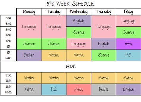 Horario De Clases En Inglés Imagui