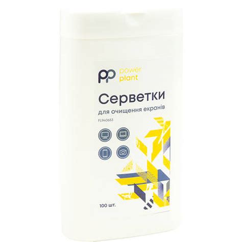 Антибактериальные влажные салфетки PowerPlant для очищения экранов, без ...