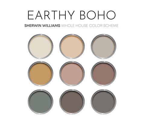 Earthy Boho Sherwin Williams Paint Palette Interior Paint Colors For