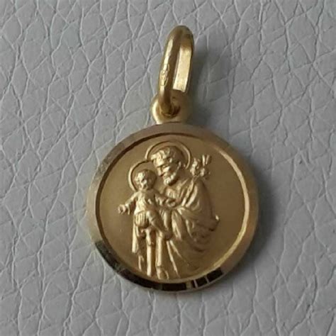 San Giuseppe Con Ges Bambino Medaglia Sacra Pendente Tonda Conio Gr