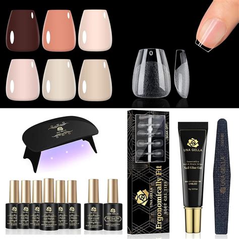 UNA GELLA Kit de iniciación de esmalte de uñas de gel color nude 6 colores extra cortas y
