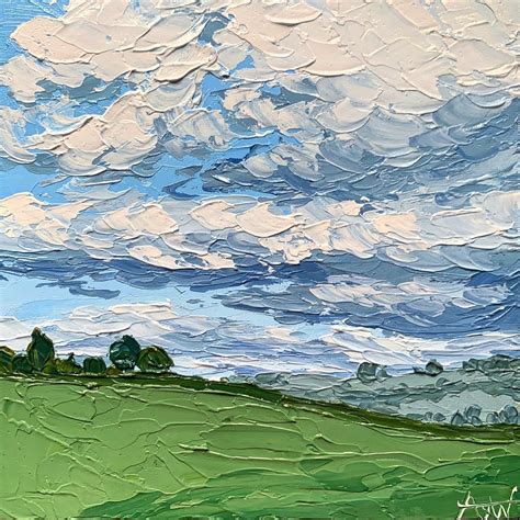 Cloudy Landscape Palette Knife Painting R Oilpainting