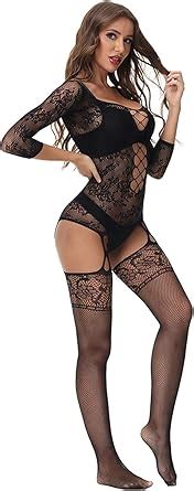 Amazon Women S Fishnet Lingerie Lace Stockings Sparkle Rhinestone Tight High Sexy Mesh Full