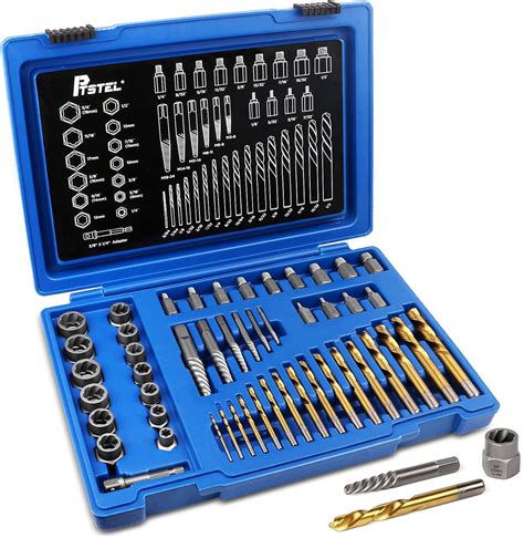 Screw Extractors PTSTEL 49PCS Nut Removal And Drill Bit Set Multi