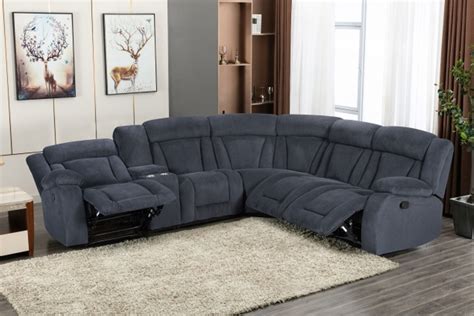 Peggy Sectional Sofa With 3 Recliners And Storage Cup Hoder Fabric